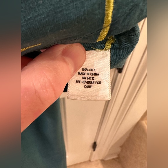 Debra DeRoo Silk Pants Set Women’s Size L Embroidered Button Down Artsy Artist - Picture 7 of 16